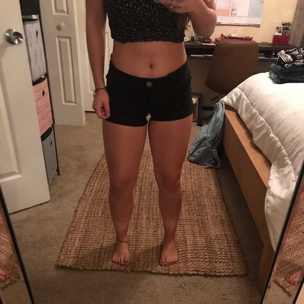 black jean shorts